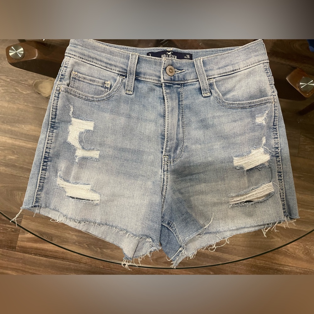 Hollister Light Blue Distressed Jean Shorts